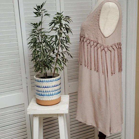 JODIFL Tan Pullover Tassel Sundress Size S - Picture 4 of 6
